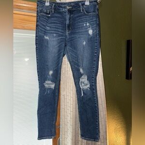 Old Navy Women's Distressed Dark Blue Skinny Jeans